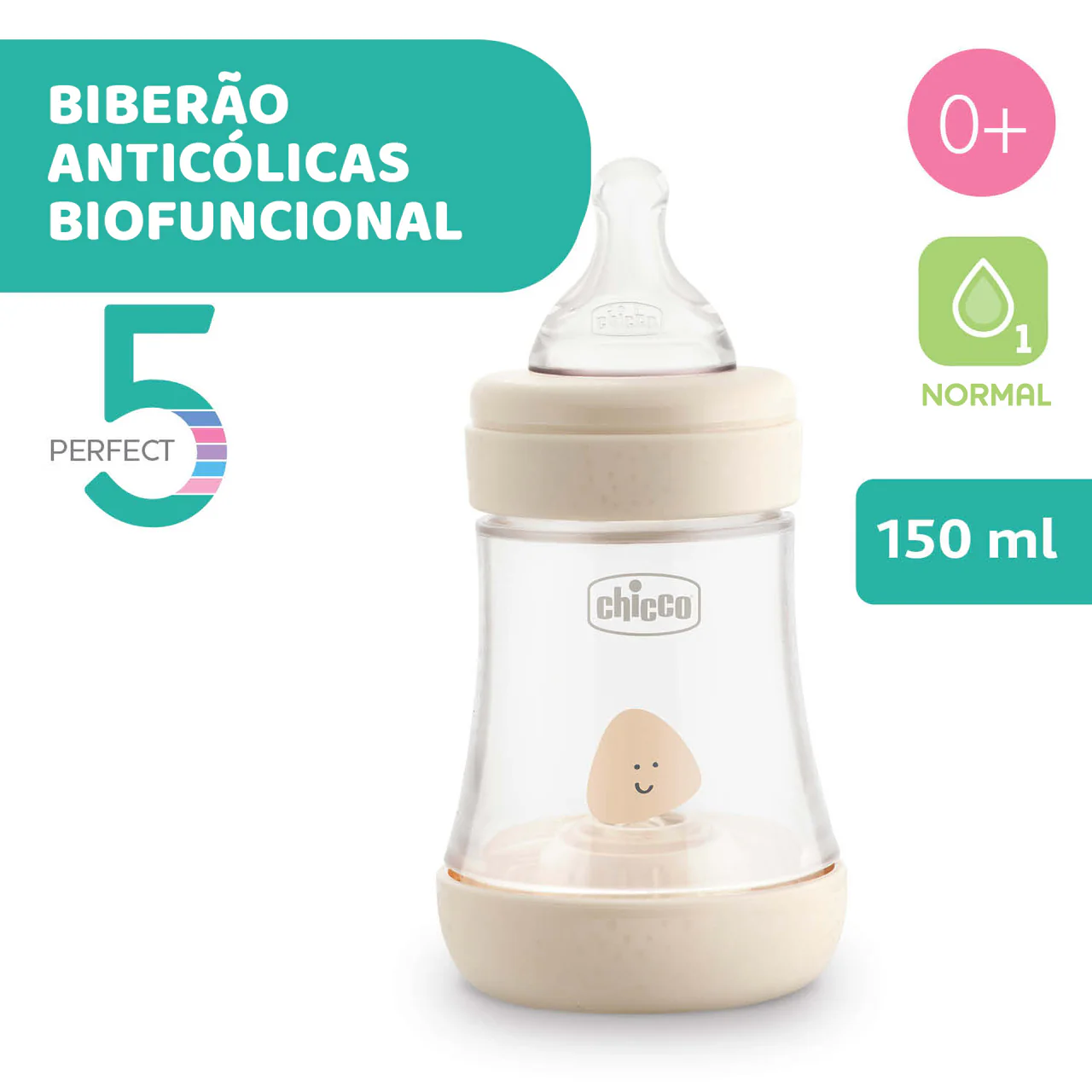 Chicco biberão perfect5 azul 150 ml
