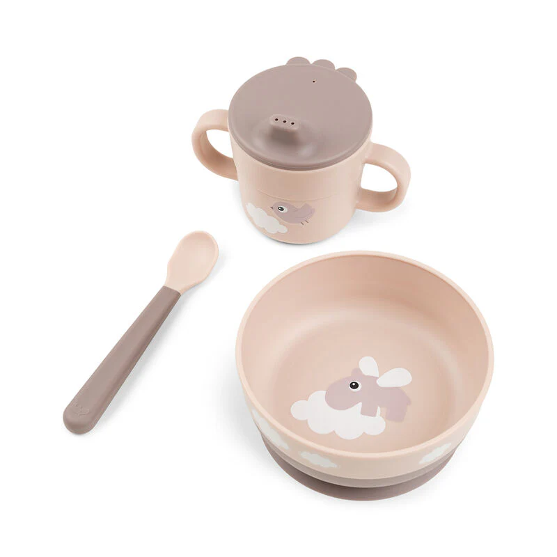 Done by Deer Conjunto First Meal Set Happy Clouds Powder