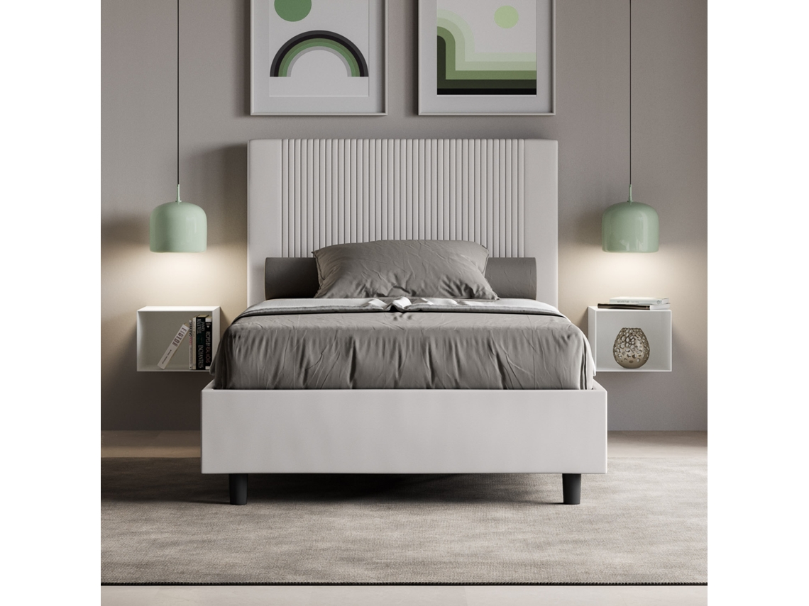 Cama de Casal com Arrumação Estofada GoyaITYHOME (140 x 210 cm - Painéis de Melamina e Couro Sintético)