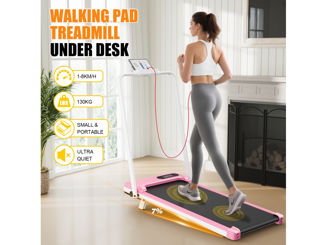 Passadeira de Corrida BOTIFLY T6B - 3 em 1,  8Km/H, 2.5HP, Dobravel, Inclinação de 7°, Peso Máx 130Kg, Área da superfície 90x38.5cm, Rose