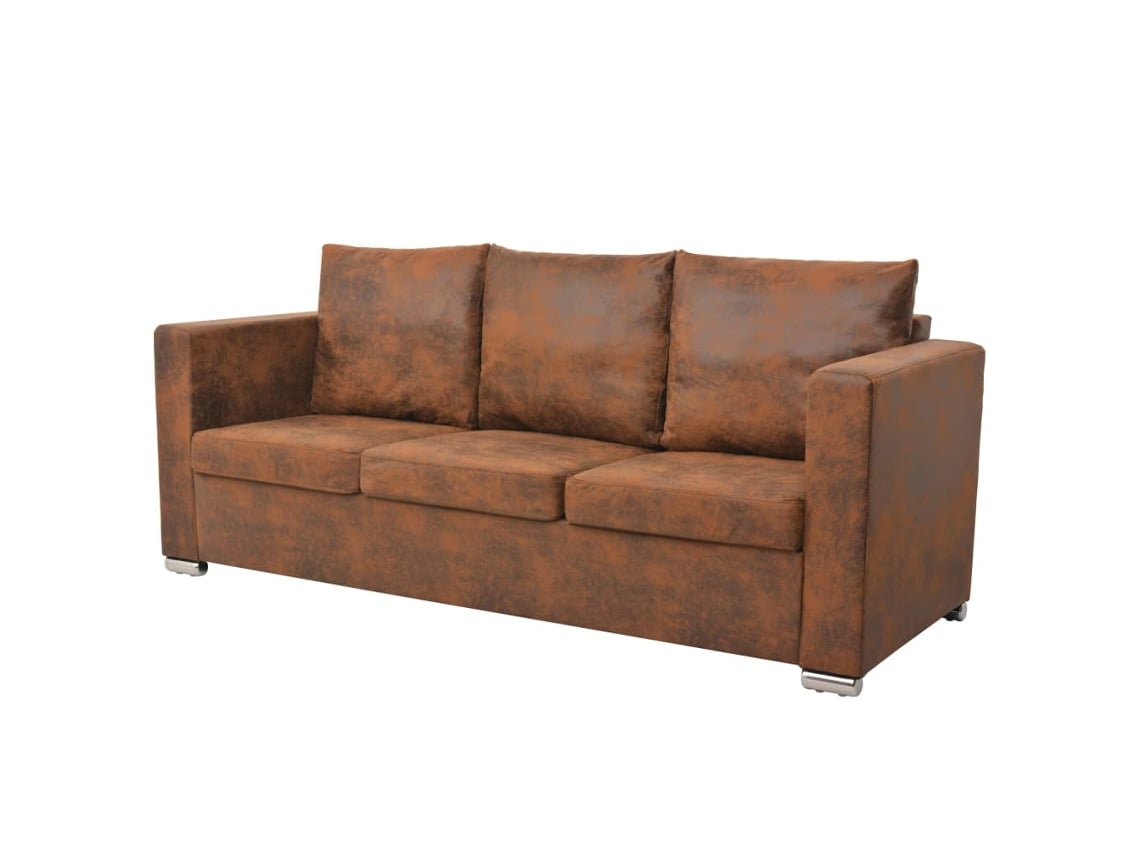 Conjunto 2 Sofa VIDAXL Marrom Couro Artificial
