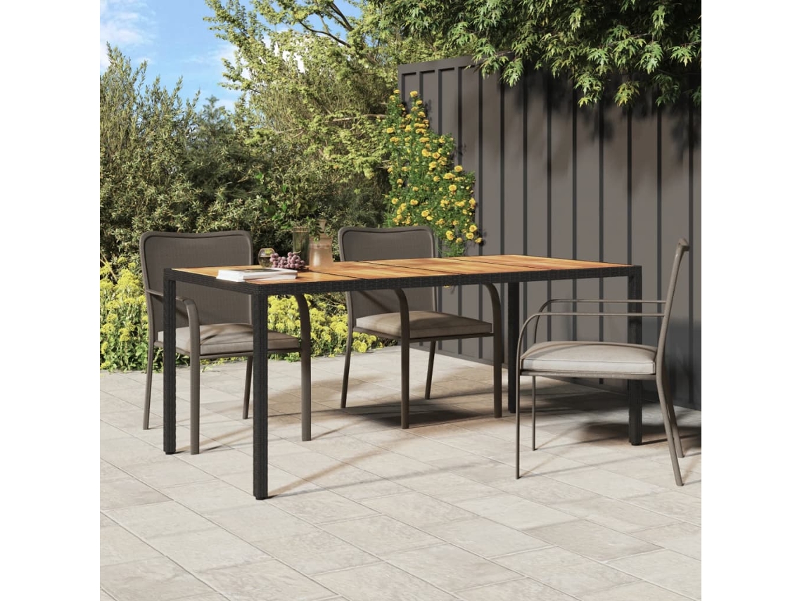 Mesa de jardim VIDAXL Preto Rattan / Vime (190x90x75 cm)