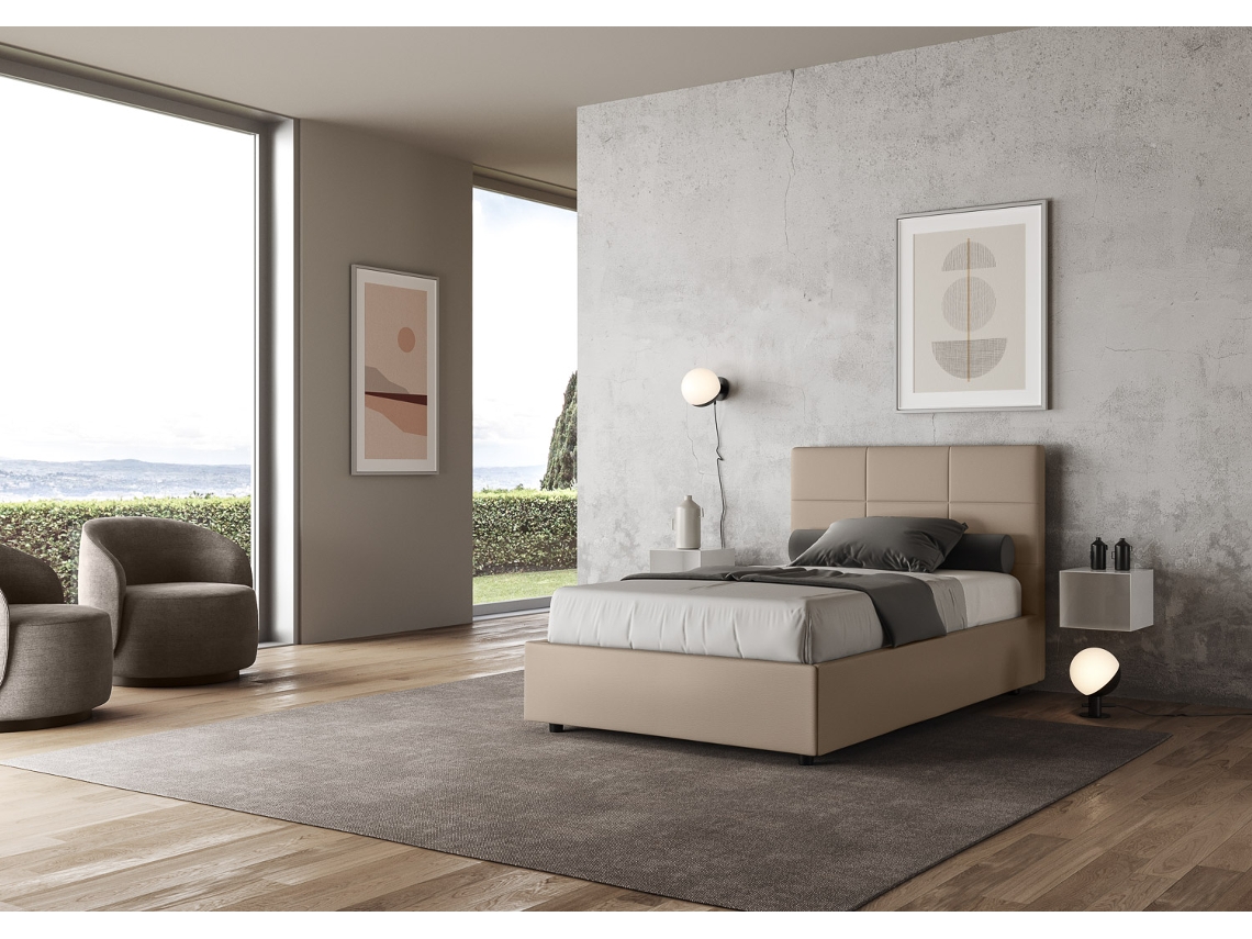 Cama de Corpo e Meio Sem Estrado Estofada MikaITYHOME (120 x 190 cm - Painéis de Melamina e Couro Sintético)